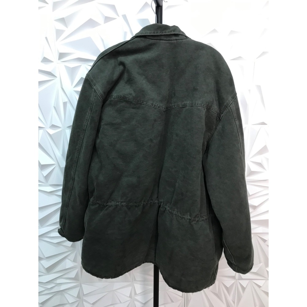 Vtg Carhartt Mens Green Canvas Work Jacket 2XLT 100% Cotton C46MOS Zip Front W - Picture 2 of 6